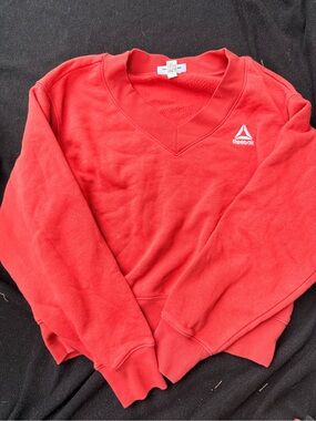 Reebok Men's Bright Red V-Neck Sweatshirt with Logo